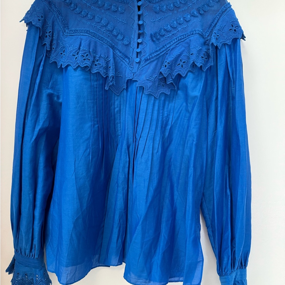 Kobi Halperin Royal Blue Lace Blouse